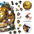 Puzzle en bois fantaisiste - La maison champignon de la forêt