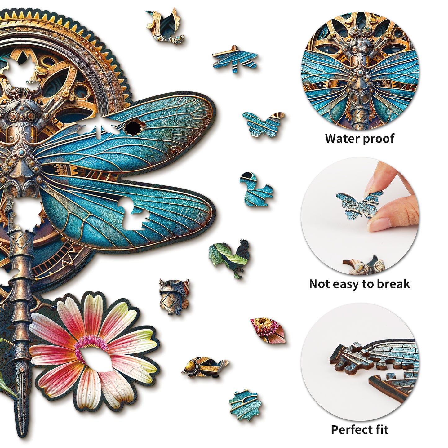 Wunderliches Holzpuzzle-Retro Mechanische Libelle