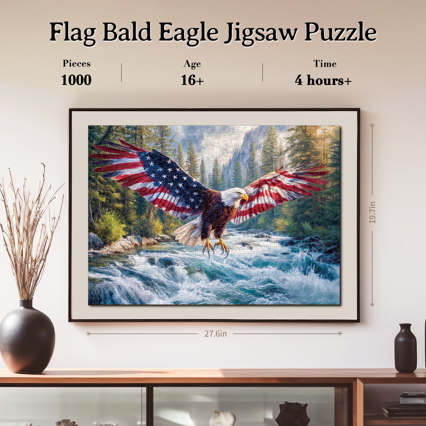 Flag Bald Eagle 2 - 1000-Piece Cardboard Jigsaw Puzzle