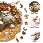 Whimsical Wooden Jigsaw Puzzle- Parent Child Owl