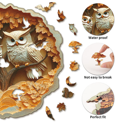 Ausgefallenes Holzpuzzle – Euleneltern und Kind