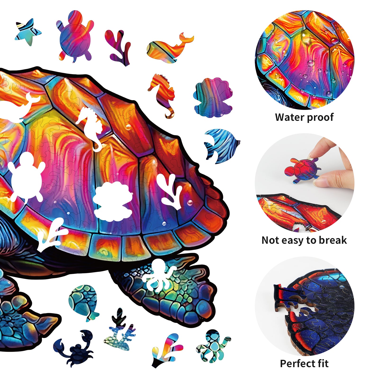 Whimsical Wooden Jigsaw Puzzle-Leisure Turtle