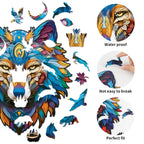 Whimsical Wooden Jigsaw Puzzle-Majestic Wolf