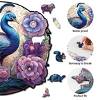 Whimsical Wooden Jigsaw Puzzle- Beautiful Peacock