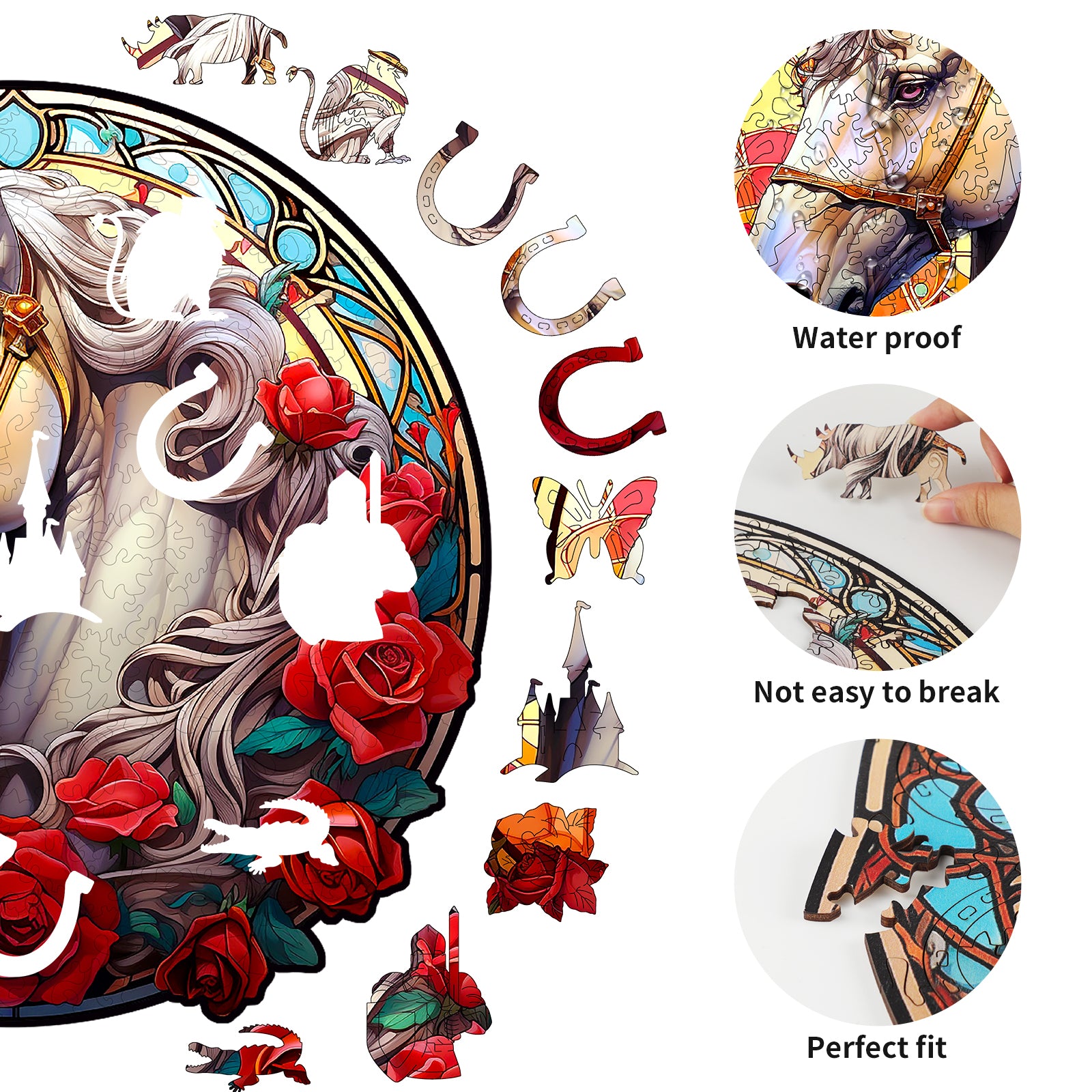Whimsical Wooden Jigsaw Puzzle- Shiny Horse Secondary image