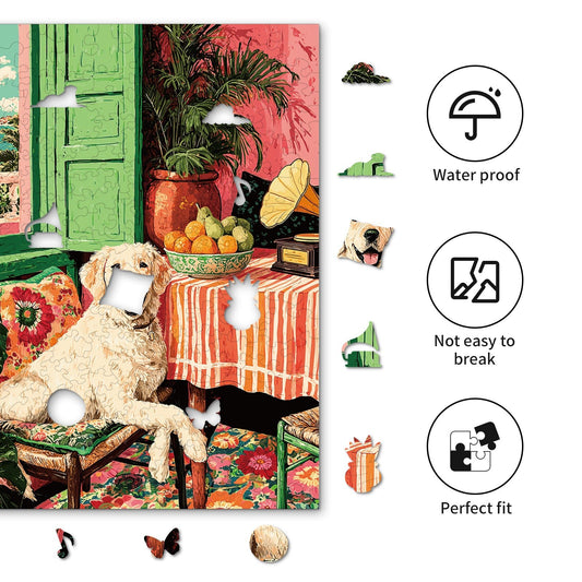 Whimsical Wooden Jigsaw Puzzle - Sunny Golden Corner - pickApuzzle