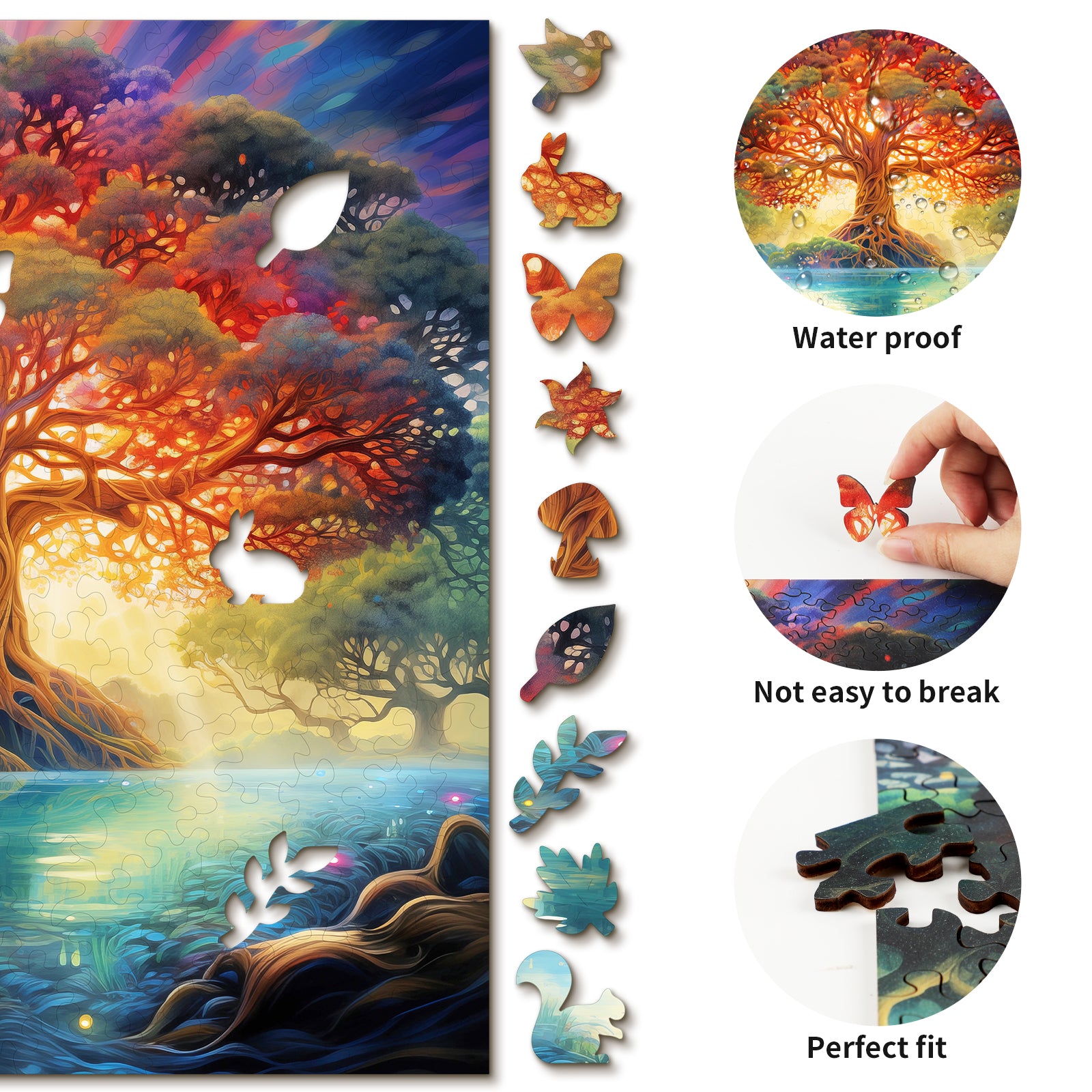 Whimsical Wooden Jigsaw Puzzle-  Twilight Divine Tree Secondary image