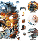 Whimsical Wooden Jigsaw Puzzle-  Retro Steam Train