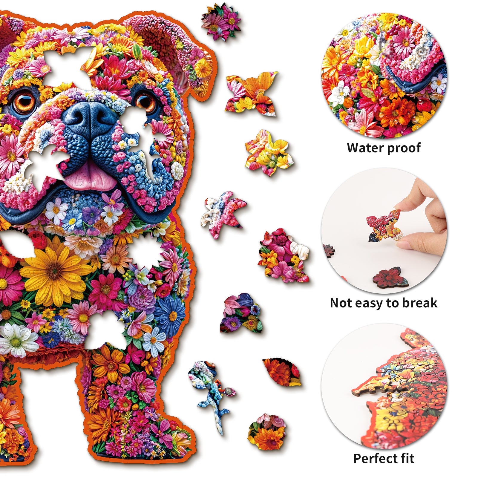 Verträumtes Holz-Puzzle – Blumenhund Zweitbild