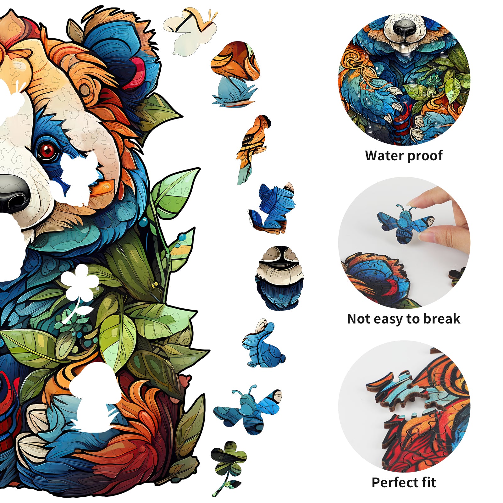Whimsical Wooden Jigsaw Puzzle- Cute panda Secondary image