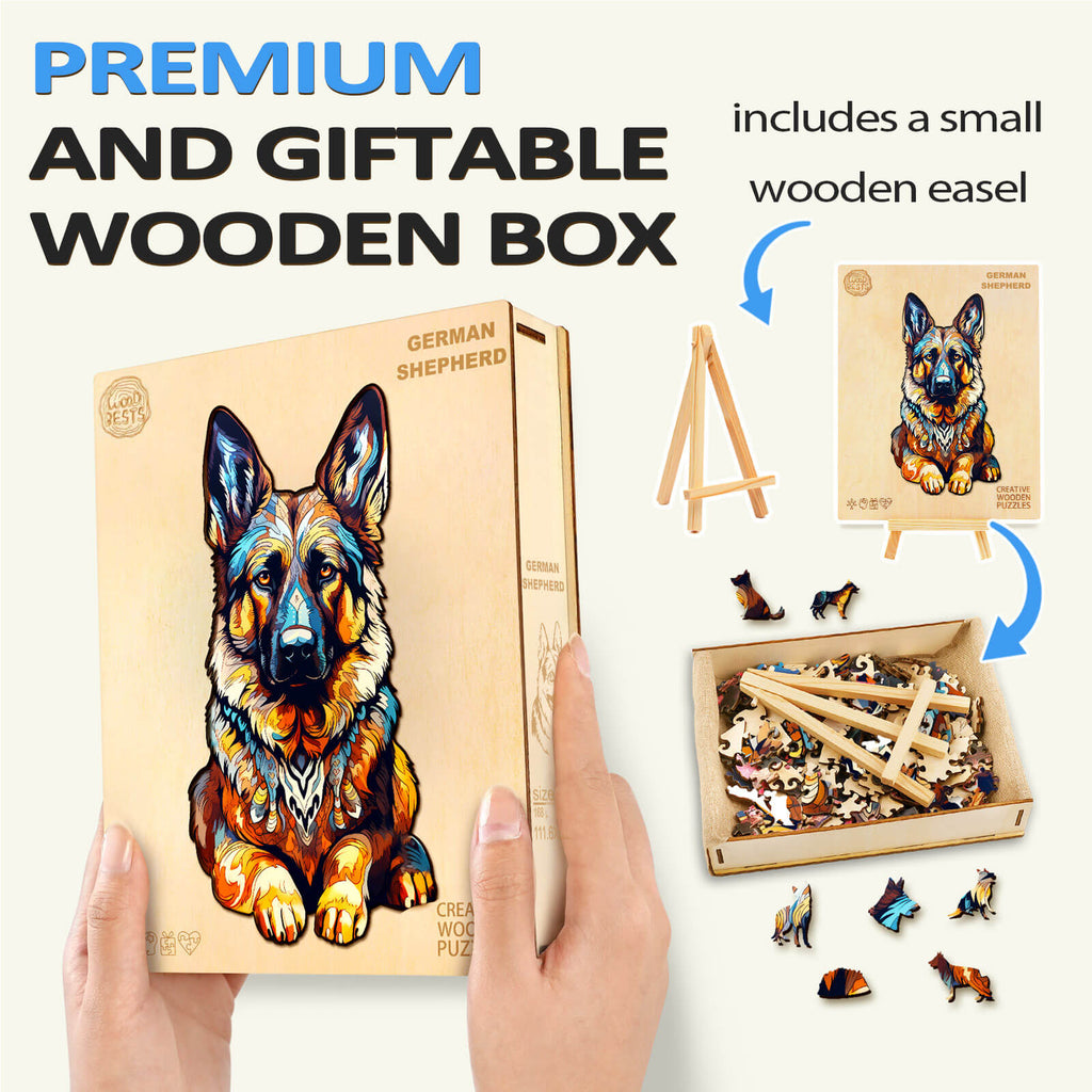 Whimsical Wooden Jigsaw Puzzle-German Shepherd