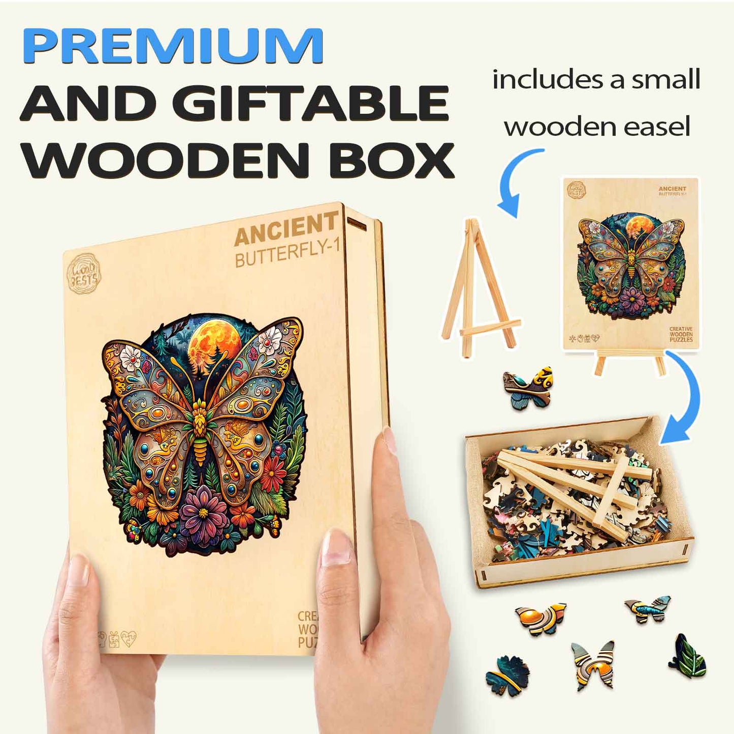Launiges Holzpuzzle - Antiker Schmetterling-1