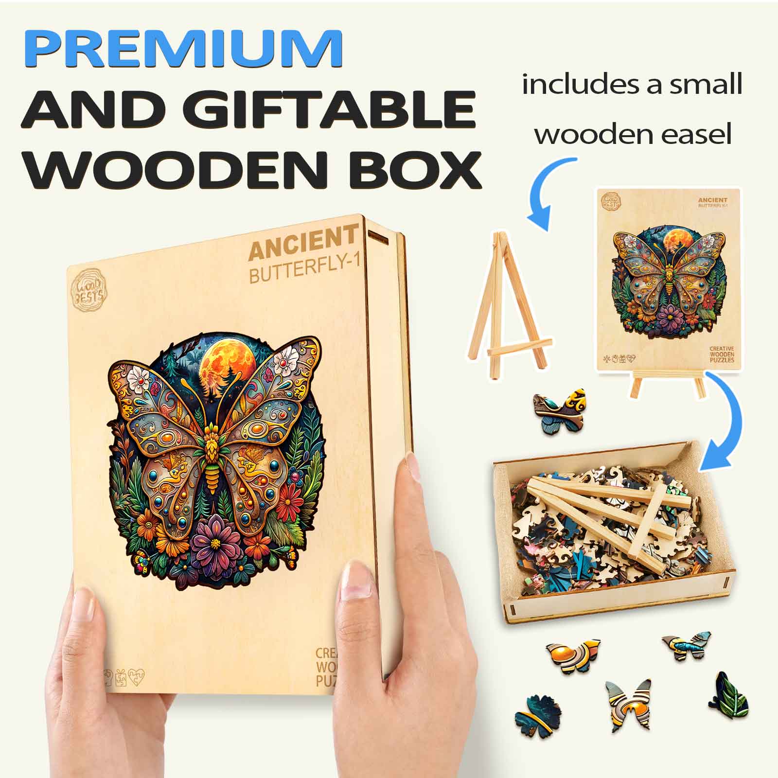 Whimsical Wooden Jigsaw Puzzle- Ancient butterfly-1