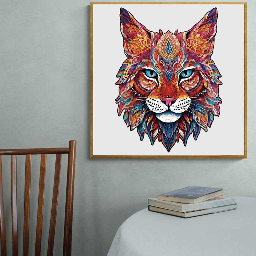 Whimsical Wooden Jigsaw Puzzle - MYSTERIOUS LYNX - pickApuzzle