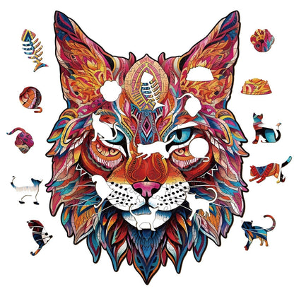 Whimsical Wooden Jigsaw Puzzle - MYSTERIOUS LYNX - pickApuzzle