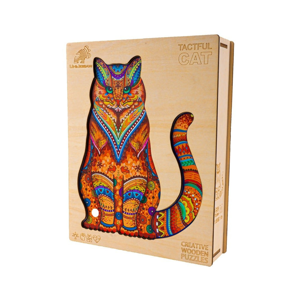 Whimsical Wooden Jigsaw Puzzle - TACTFUL CAT - pickApuzzle