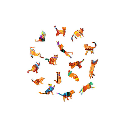 Whimsical Wooden Jigsaw Puzzle - TACTFUL CAT - pickApuzzle