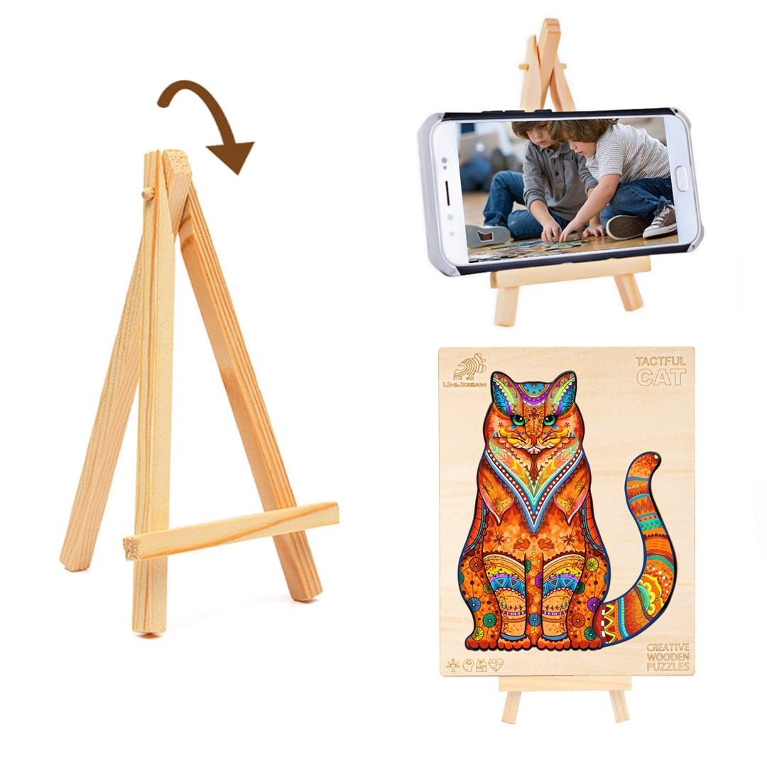 Whimsical Wooden Jigsaw Puzzle - TACTFUL CAT - pickApuzzle