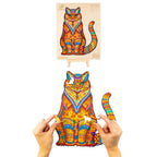 Whimsical Wooden Jigsaw Puzzle - TACTFUL CAT - pickApuzzle