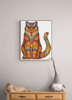 Whimsical Wooden Jigsaw Puzzle - TACTFUL CAT - pickApuzzle