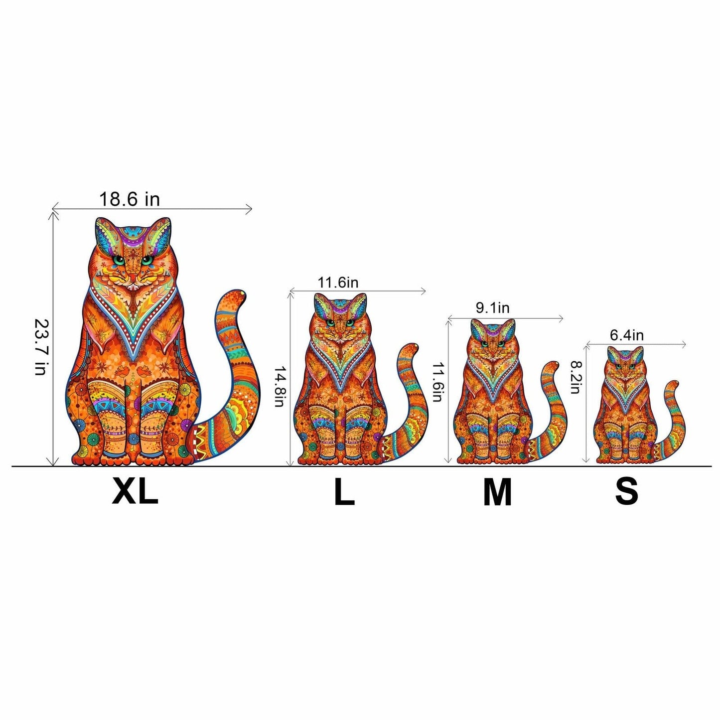 Whimsical Wooden Jigsaw Puzzle - TACTFUL CAT - pickApuzzle