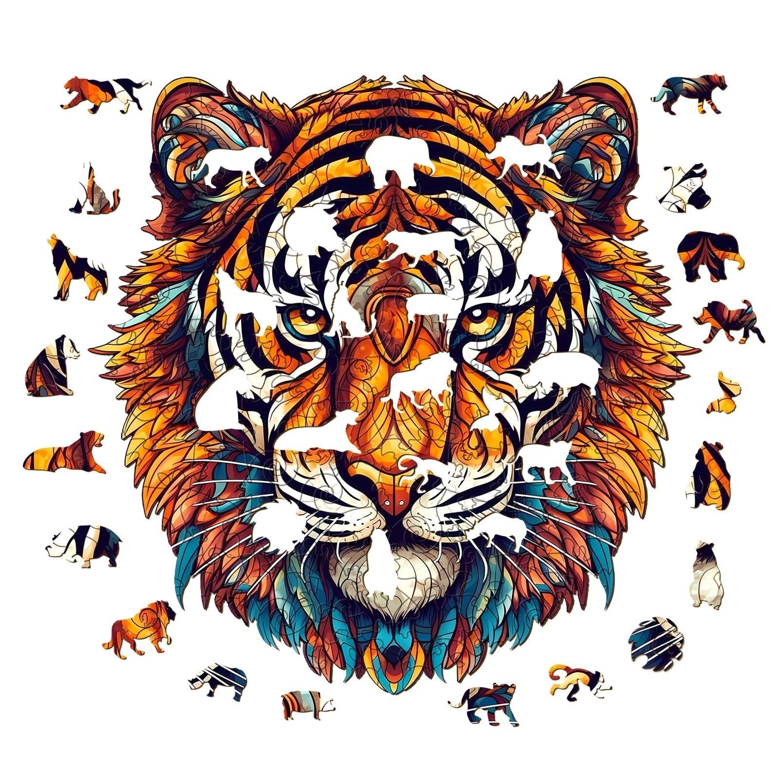 Verspieltes Holzpuzzle-Mutiger Tiger Zweitbild