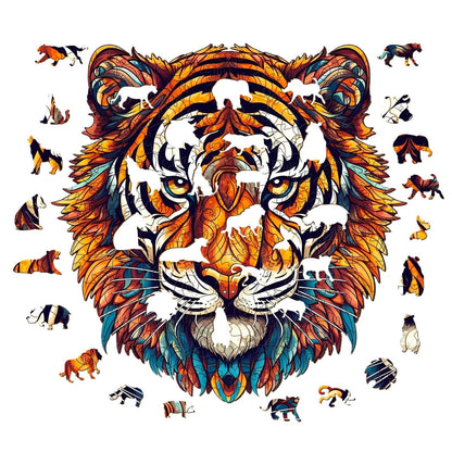 Whimsical Wooden Jigsaw Puzzle - Brave Tiger - pickApuzzle