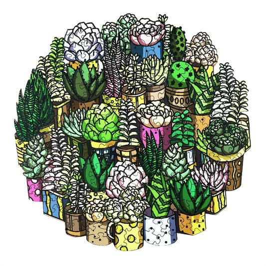 Engaging Wooden Jigsaw Puzzle-SUCCULENT PLANT