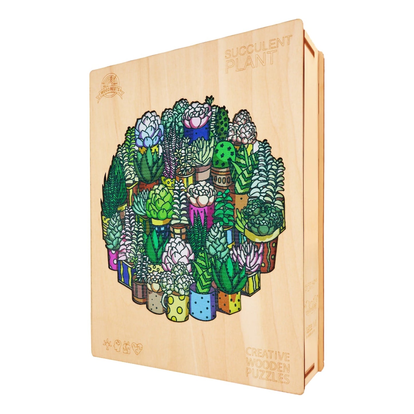 Whimsical Wooden Jigsaw Puzzle - SUCCULENT PLANT - pickApuzzle