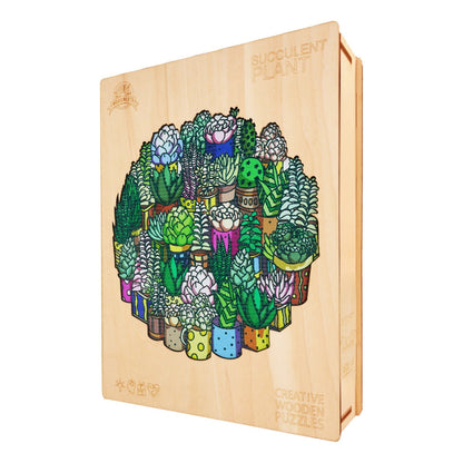 Whimsical Wooden Jigsaw Puzzle - SUCCULENT PLANT - pickApuzzle