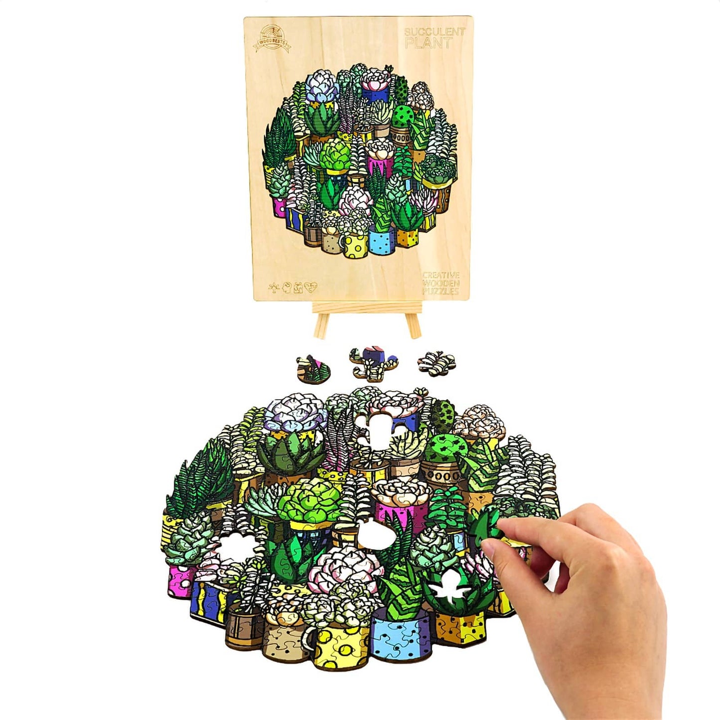Whimsical Wooden Jigsaw Puzzle - SUCCULENT PLANT - pickApuzzle