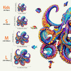 Whimsical Wooden Jigsaw Puzzle- Colorful Octopus