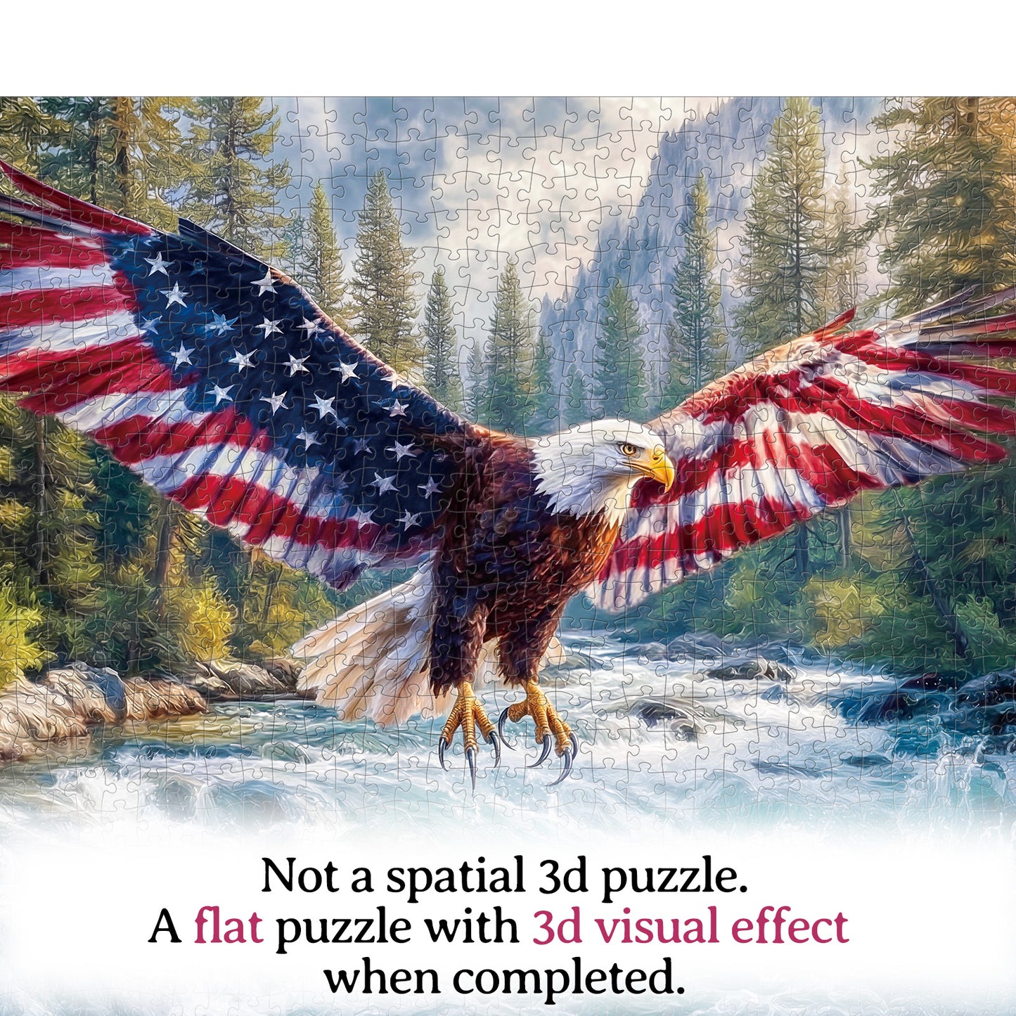 Flag Bald Eagle 2 - 1000-Piece Cardboard Jigsaw Puzzle