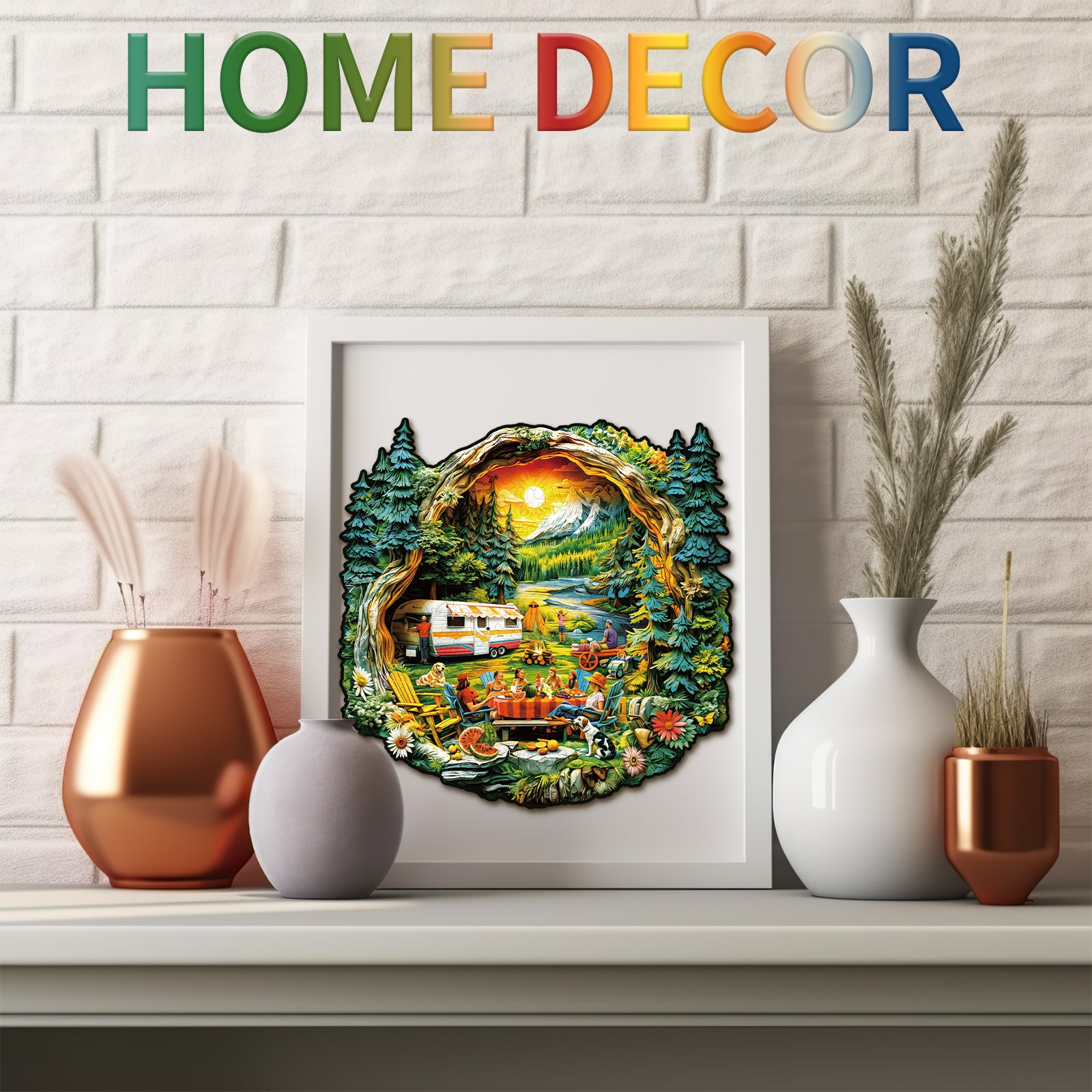 Whimsical Wooden Jigsaw Puzzle- Comfortable Campsite