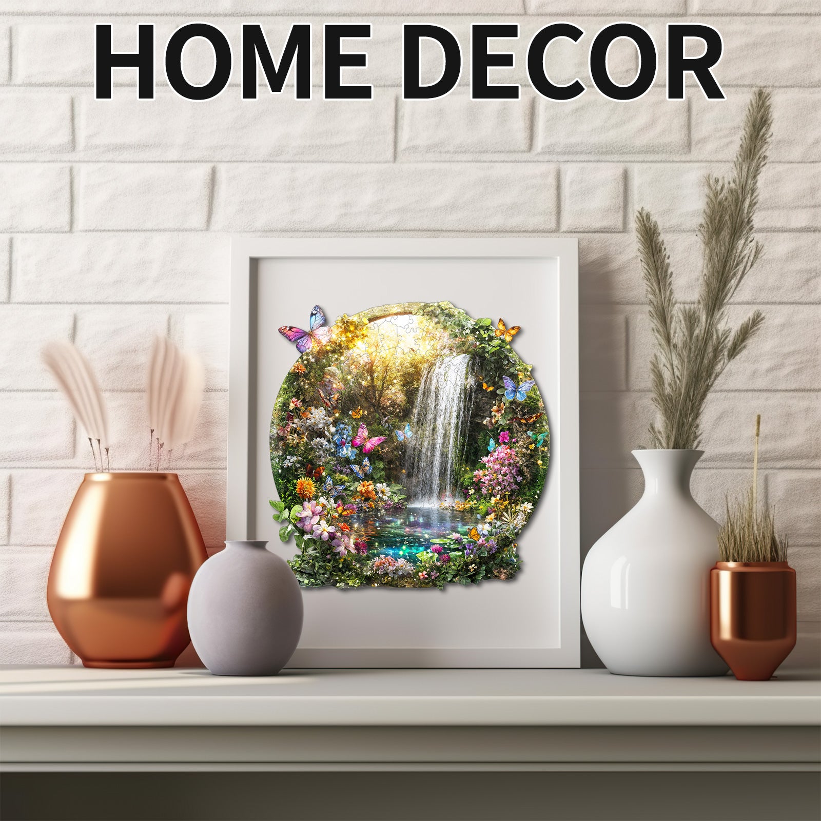 Puzzle en bois fantaisiste - Papillons et cascades