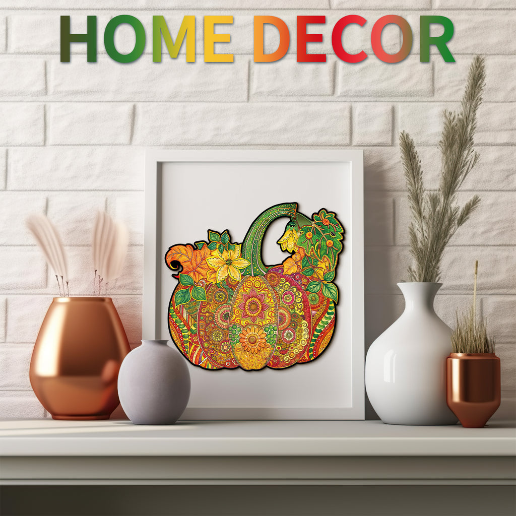 Whimsical Wooden Jigsaw Puzzle-  Mandala Pumpkin