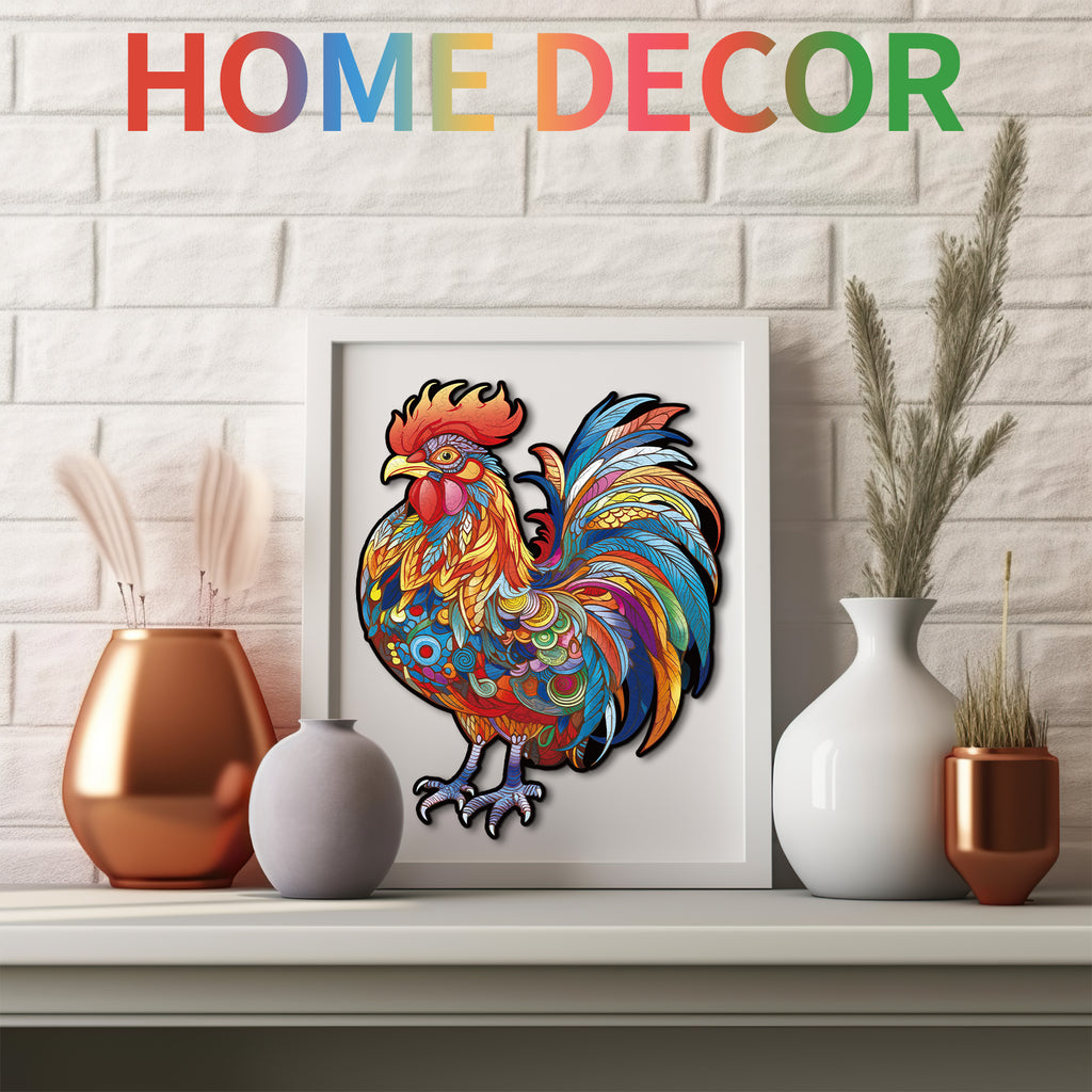 Whimsical Wooden Jigsaw Puzzle- Majestic Cock