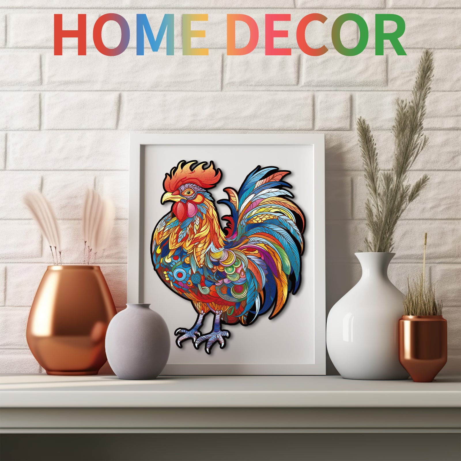 Whimsical Wooden Jigsaw Puzzle- Majestic Cock