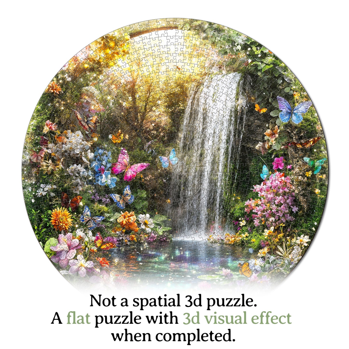 Butterflies and Waterfalls 1000-Piece Cardboard Jigsaw Puzzle