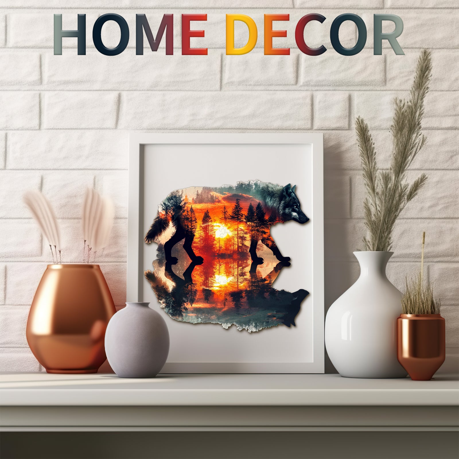 Engaging Wooden Jigsaw Puzzle-WOLF