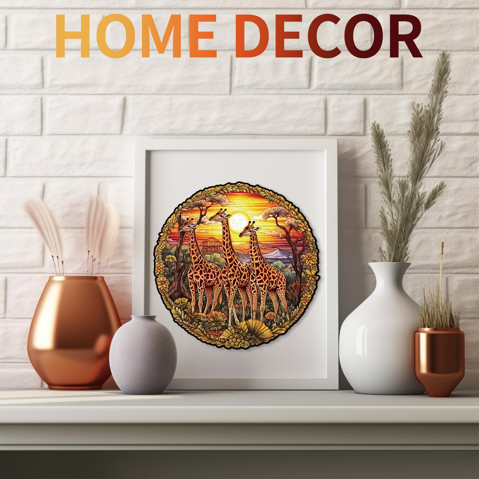 Whimsical Wooden Jigsaw Puzzle- The Giraffe Family