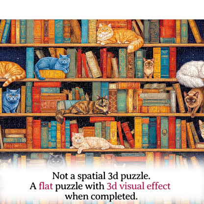 Cat on Shelf 1000-Piece Cardboard Jigsaw Puzzle