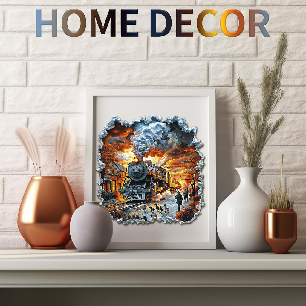 Whimsical Wooden Jigsaw Puzzle-  Retro Steam Train