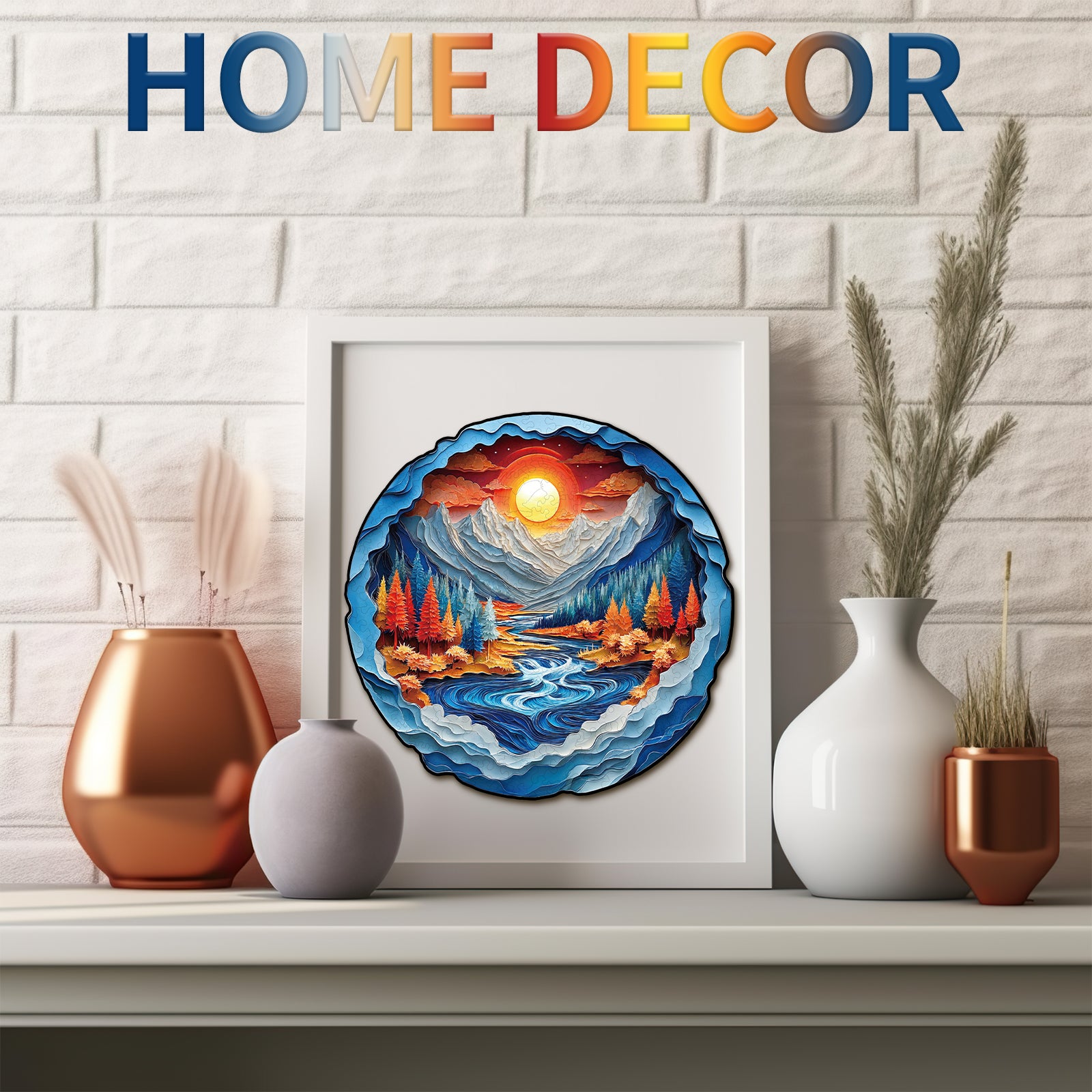 Whimsical Wooden Jigsaw Puzzle-  Mountains and Rivers