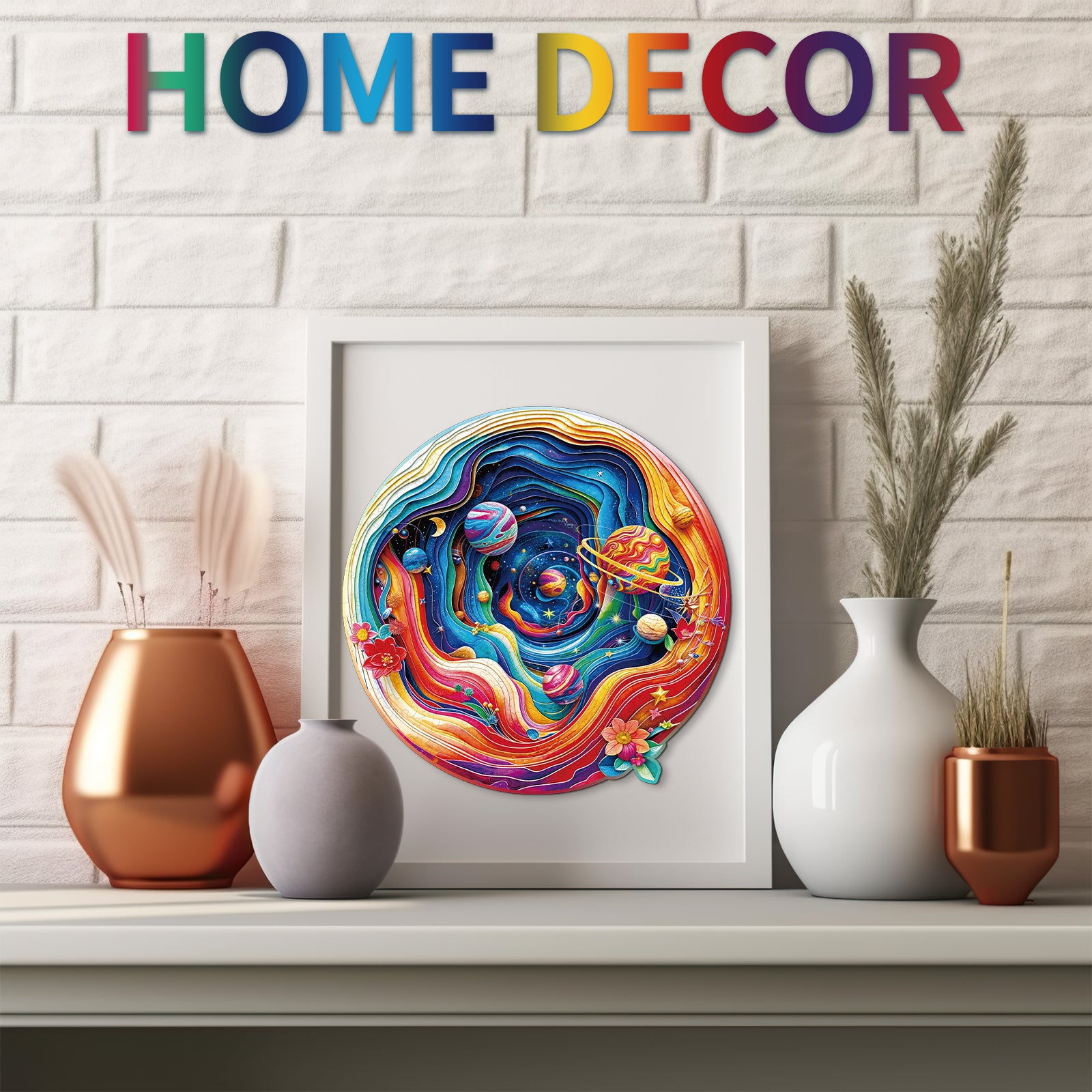 Whimsical Wooden Jigsaw Puzzle-  Colorful Universe