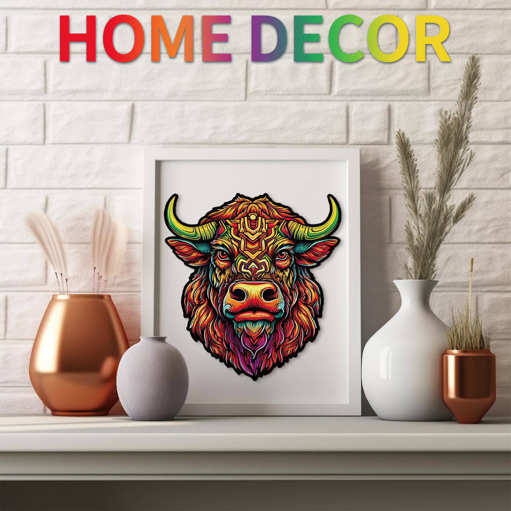 Whimsical Wooden Jigsaw Puzzle- Angry Bull