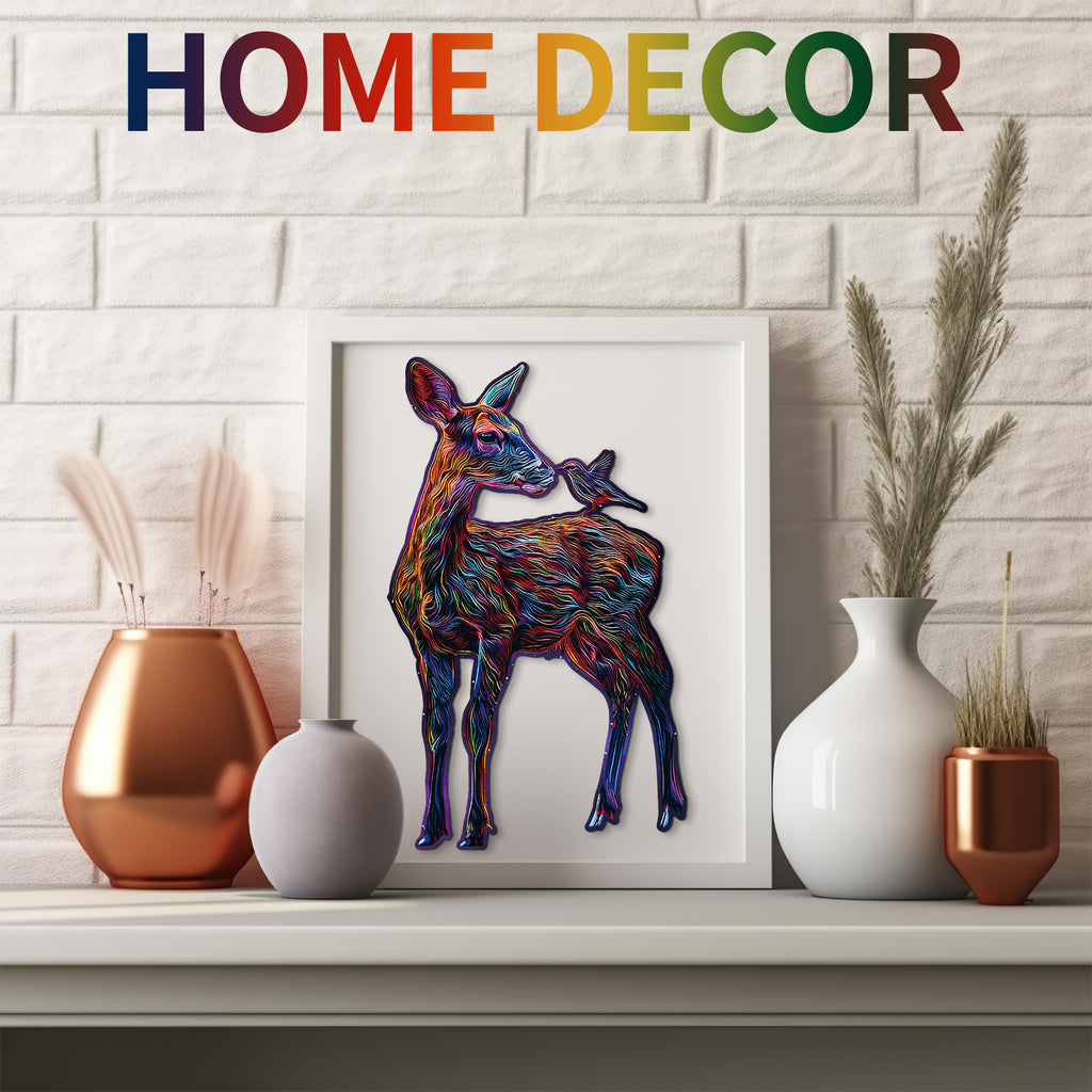 Whimsical Wooden Jigsaw Puzzle- Colorful Deer