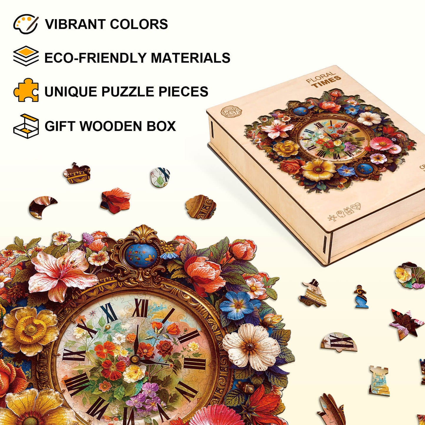 Verträumtes Holzpuzzle - Blumenzeiten