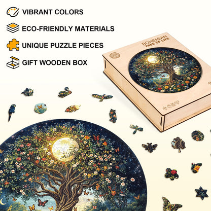 Verträumtes Holzpuzzle – Baum des Lebens im Bohème-Stil