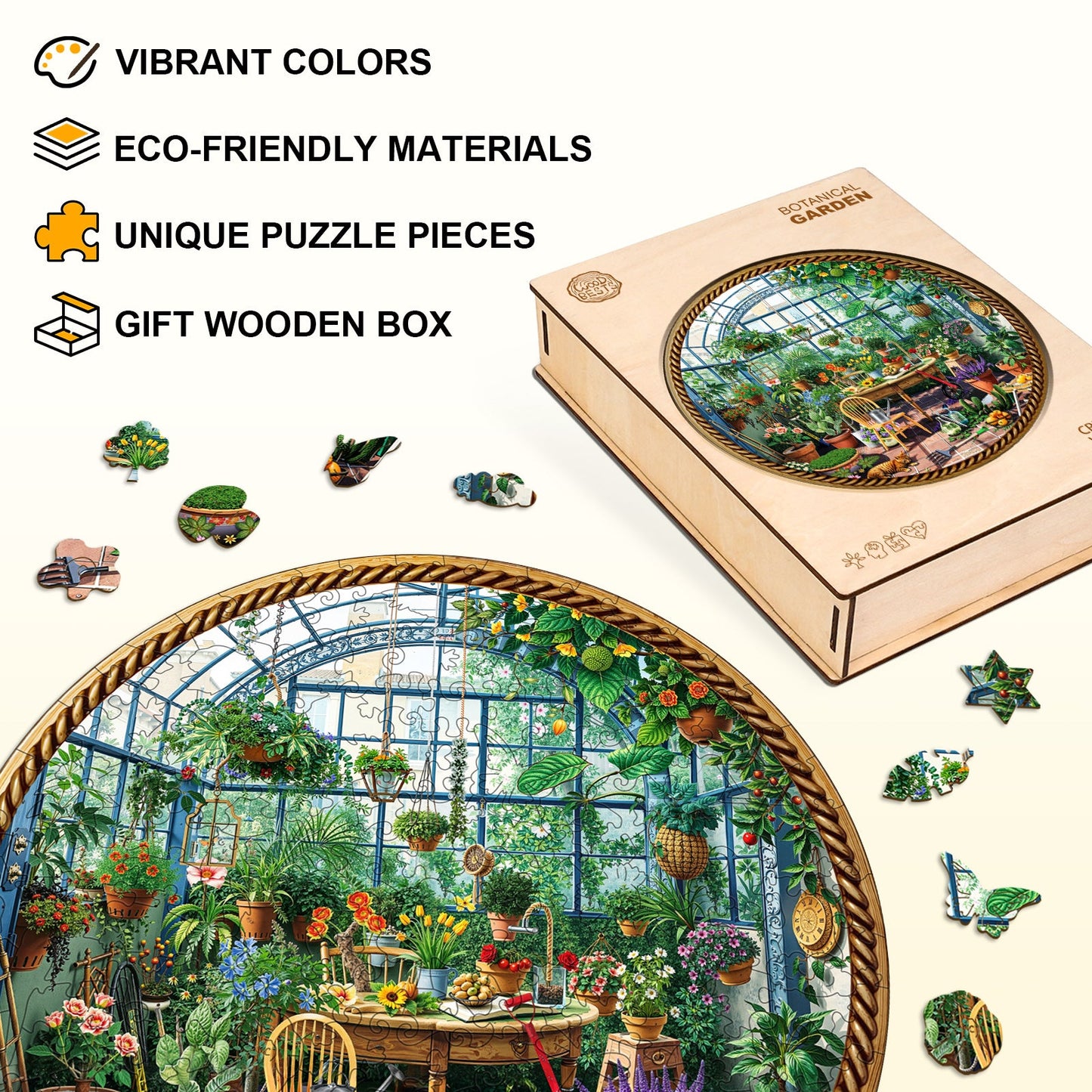 Ausgefallenes Holzpuzzle – Botanischer Garten